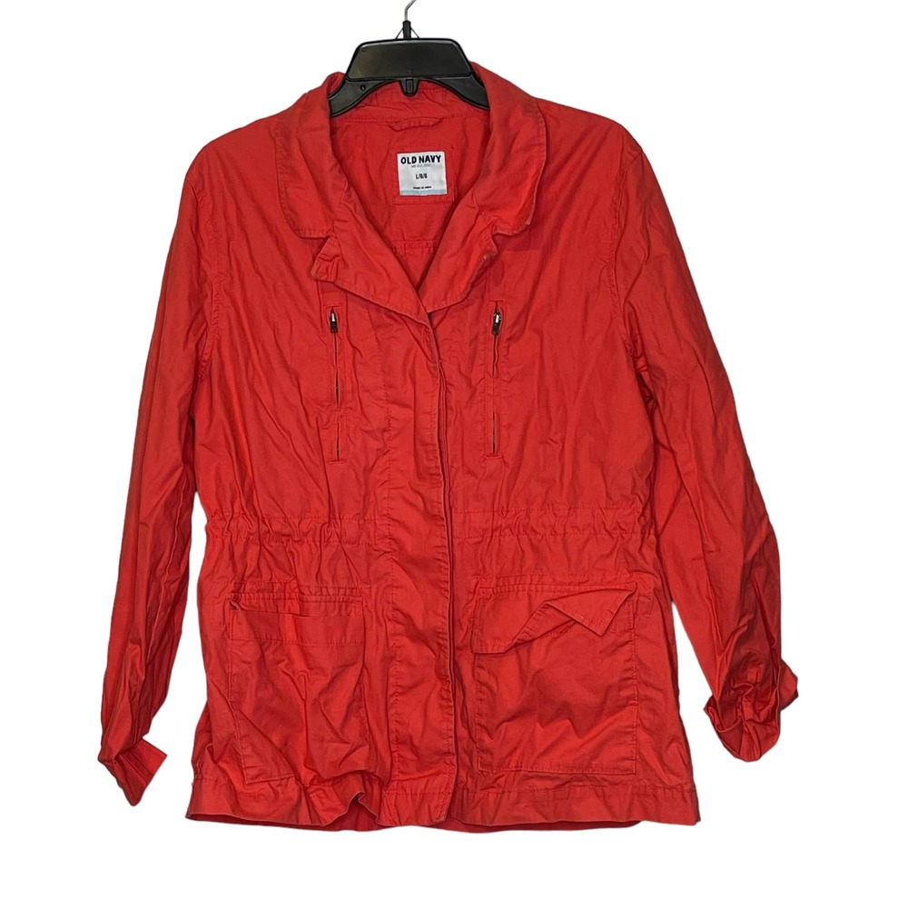 Old Navy Jacket Size Large Salmon Button Up Womens 100% Cotton‎ Pockets